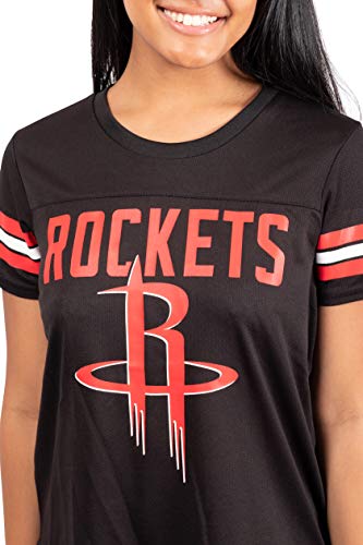 Ultra Game NBA Houston Rockets Womens Soft Mesh Jersey Tee Shirt, Black, X-Large