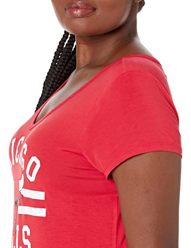 Ultra Game NBA Chicago Bulls Womens Box Out Varsity Stripe Tee Shirt, Team Color, Large