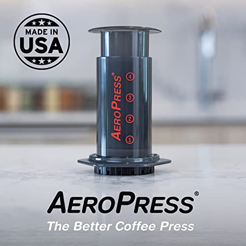 Aeropress Original Coffee and Espresso Maker, Barista Level Portable Coffee Maker with Chamber, Plunger, and Filters, Quick Coffee and Espresso Maker, Made in USA