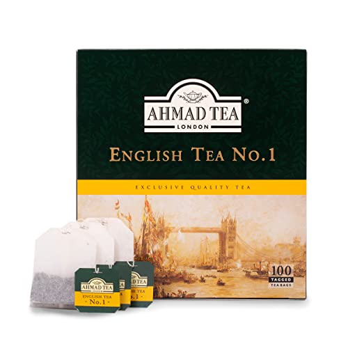 Ahmad Tea Black Tea, English Tea No.1 Teabags, 100 ct - Caffeinated and Sugar-Free