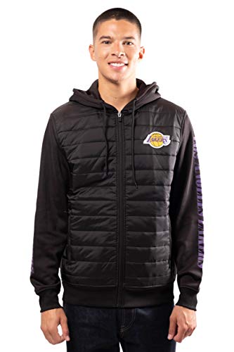 Ultra Game NBA Los Angeles Lakers Mens Full Zip Soft Fleece Hoodie Jacket, Black, X-Large