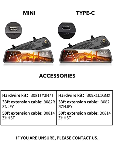 WOLFBOX Type-C Hardwire Kit for G840S(Type-C) /G930 /G850 /G900 /G840H(Type-C) /i05 Dash Cam, Hard Wire Car Charger Cable Kit 12V- 24V to 5V for Dash Cameras with Battery Drain Protection