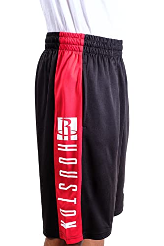 Ultra Game NBA Houston Rockets Mens Mesh Basketball Shorts, Black, Small