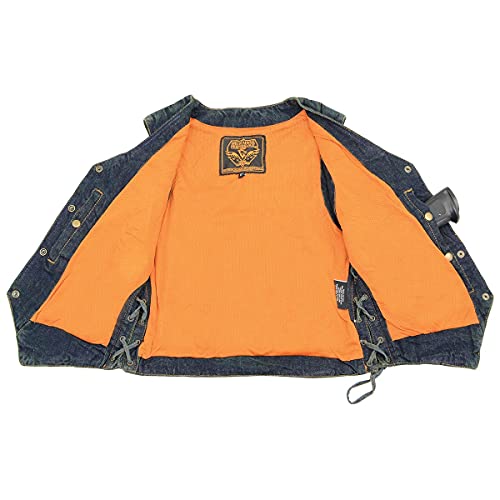 Milwaukee Leather MDL4020 Women's Classic Blue ‘6 Pocket’ Side Lace Denim Vest - 2X-Large