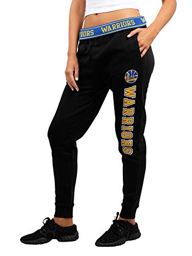 Ultra Game NBA Golden State Warriors Womens Jogger Pants Active Basic Fleece Sweatpants , Black, Large