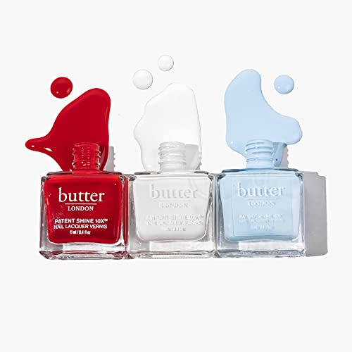 butter LONDON Patent Shine 10X Nail Lacquer, Gel-Like Finish, Chip-Resistant Formula, 10-Free Formula, Cruelty-Free, Polymer Technology, Cotton Buds