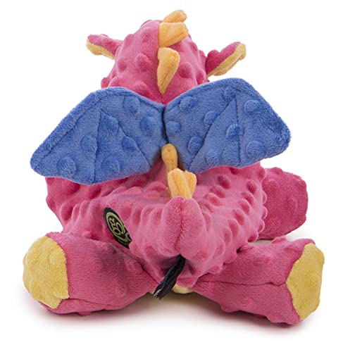 goDog Dragons Squeaker Plush Pet Toy for Dogs and Puppies, Soft and Durable, Tough and Chew Resistant, Reinforced Seams - Coral, Large