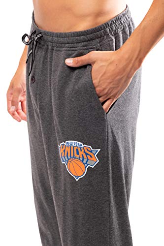 Ultra Game NBA New York Knicks Mens Sleepwear Super Soft Pajama Loungewear Pants, Heather Gray, Small