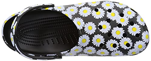 Crocs Unisex- Adult Classic Printed Floral Clogs, Black Daisy, 6 Women/4 Men
