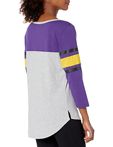 Medium Ultra Game NBA Los Angeles Lakers Womens T-Shirt Raglan Baseball 3/4 Long Sleeve Tee Shirt, Team Color