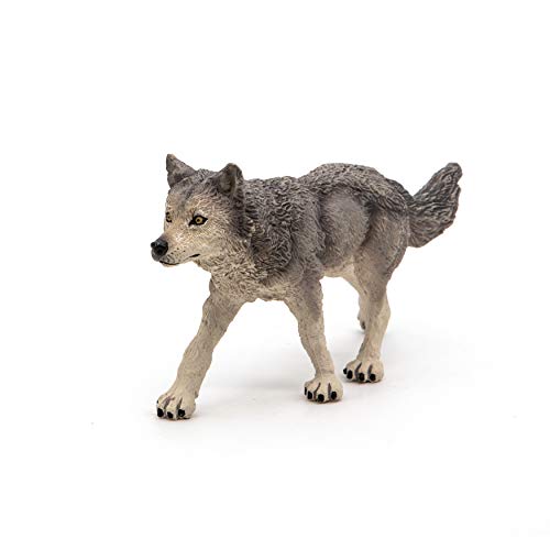 Papo -hand-painted - figurine -Wild animal kingdom - Grey Wolf -53012 -Collectible - For Children - Suitable for Boys and Girls- From 3 years old