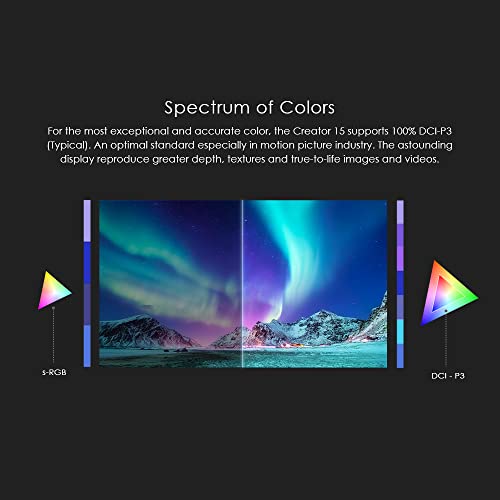 MSI Creator 15 Professional Laptop: 15.6' UHD OLED 4K DCI-P3 100% Display, Intel Core i7-11800H, NVIDIA GeForce RTX 3080, 16GB RAM, 1TB NVME SSD, Thunderbolt 4, Win10 PRO, Black (A11UH-492)