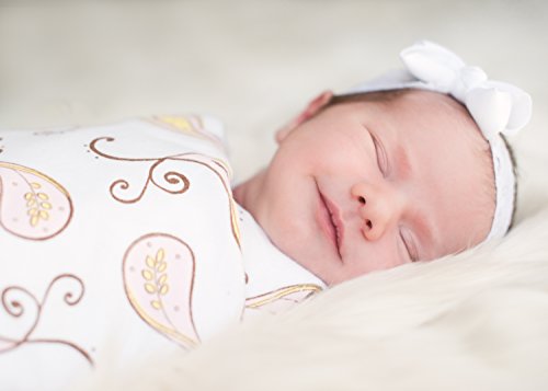 SwaddleDesigns Ultimate Winter Swaddle, X-Large Receiving Blanket, Made in USA, Premium Cotton Flannel, Pastel Pink Paisley (Mom's Choice Award Winner)