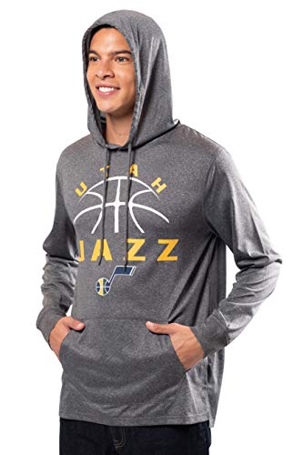 Ultra Game NBA Utah Jazz Mens Super Soft Lightweight Pullover Hoodie, Heather Charcoal , Medium