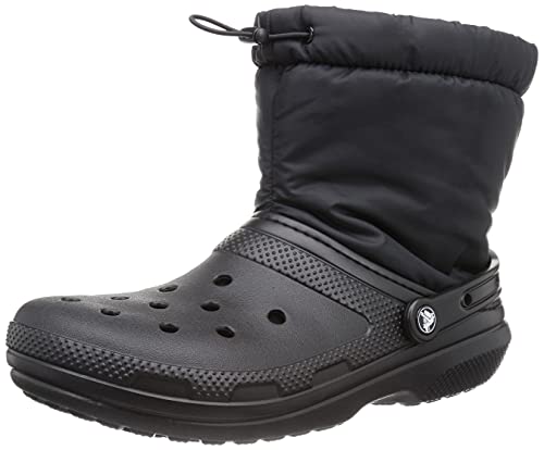 Crocs Unisex Classic Lined Neo Puff Fuzzy Winter Boots Snow, Black/Black, 7 US Women