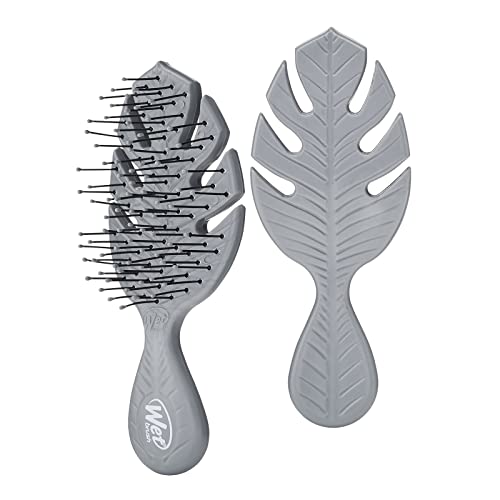 Wet Brush Go Green Mini Detangler, Grey - Detangling Travel Hair Brush - Ultra-Soft IntelliFlex Bristles Glide Through Tangles and Gently Loosens Knots While Minimizing Pain, Split Ends and Breakage