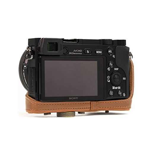 MegaGear 'Ever Ready' Protective Leather Camera Case, Bag for Sony Alpha a5000 Sony a5100 with 16-50mm OSS Lens (Light Brown)