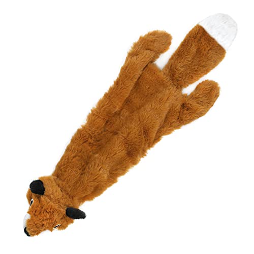 Best Pet Supplies 2-in-1 Stuffless Squeaky Dog Toys with Soft, Durable Fabric for Small, Medium, and Large Pets, No Stuffing for Indoor Play, Holds a Plastic Bottle - Fox, Large