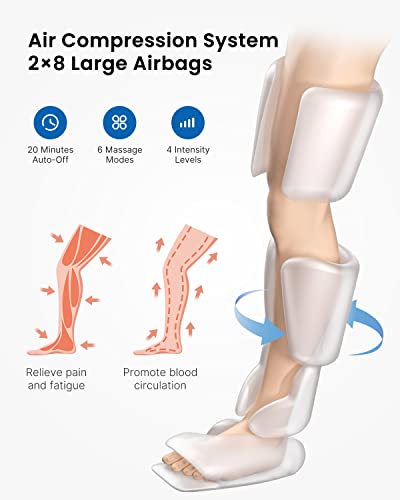 RENPHO Leg Massager for Circulation and Pain Relief, Air Compression Foot Leg Calf Thigh Massage, Helps for Reduce Swelling, 6 Modes 4 Intensities, Gifts for Mom, Dad, Women, Men