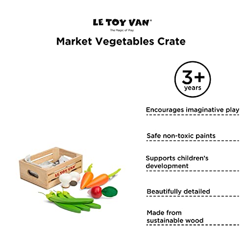 Le Toy Van Honeybake Collection Vegetables '5 A Day' Crate Set Premium Wooden Toys for Kids Ages 3 Years and Up