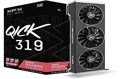 XFX Speedster QICK319 Radeon RX 6750XT Ultra Gaming Graphics Card with 12GB GDDR6 HDMI 3xDP, AMD RDNA 2 RX-675XYLUDP