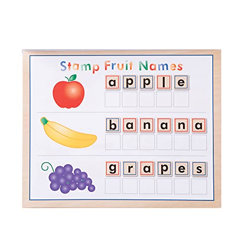 Melissa and Doug Deluxe Letters and Numbers Wooden Stamp Set ABCs 123s With Activity Book, 4-Color Stamp Pad - ABC Stamps, Kids Arts and Crafts, Letter Stamps, Number Stamps For Kids Ages 4+