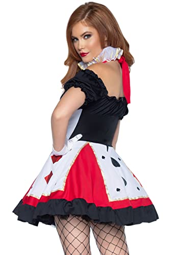 Leg Avenue 2 Piece Pretty Playing Card Dress and Neckpiece Set-Sexy Queen of Hearts Halloween Costume for Women, Red/Black, Small/Medium