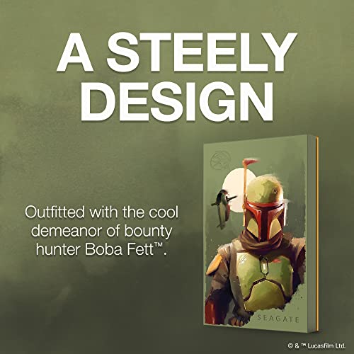 Seagate Boba Fett Drive Special Edition FireCuda External Hard Drive 2TB Officially-Licensed - 2.5 Inch USB 3.2 Gen 1 Red LED RGB lighting with Rescue Services (STKL2000406)