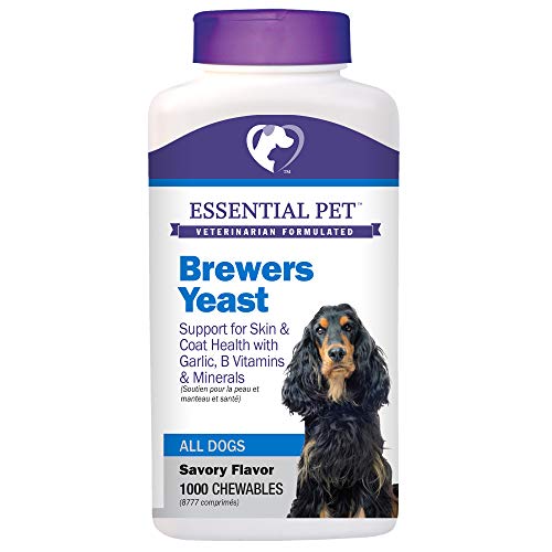 Essential Pet Products Brewers Yeast Chewable Tablets with Garlic, B Vitamins and Minerals for Dogs,White