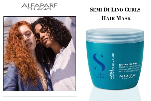 Alfaparf Milano Semi Di Lino Curls Enhancing Mask for Wavy and Curly Hair - Hydrates and Nourishes - Reduces Frizz - Protects Against Humidity - Vegan-Friendly Formula - 16.9 oz.
