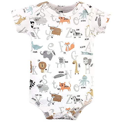 Hudson Baby Unisex Baby Cotton Bodysuits Alphabet Animals, 0-3 Months