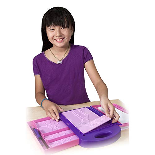 Melissa and Doug Fashion Design Art Activity Kit - 9 Double-Sided Rubbing Plates, 4 Pencils, Crayon - Fashion Plates, Travel Toys for Kids Ages 5+, 16 Piece Set, White