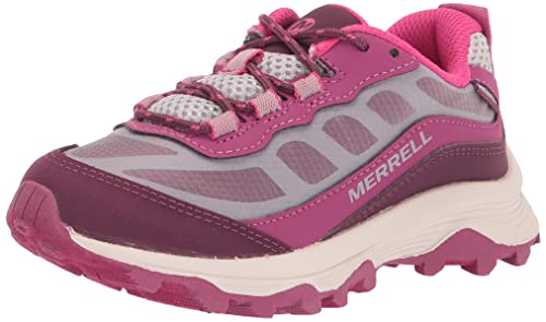 Merrell Moab Speed Low Waterproof Hiking Sneaker, Grey/Berry, 13 US Unisex Big Kid