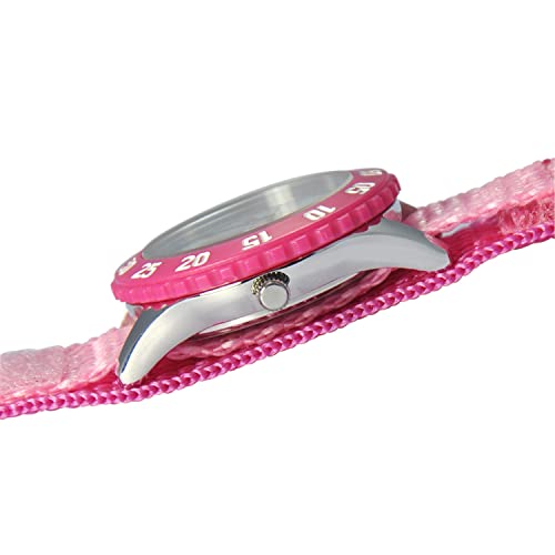 Disney Kids' W000969 Frozen Anna and Elsa Time Teacher Watch with Pink Nylon Band