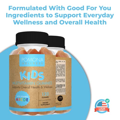 Pomona Wellness Daily Kids Multivitamin Gummies, Supports Overall Health and Immune Support, Vitamins and Minerals Gummy, A, C, D, E, Bs, Zinc, Fruit Flavor, 120 Count