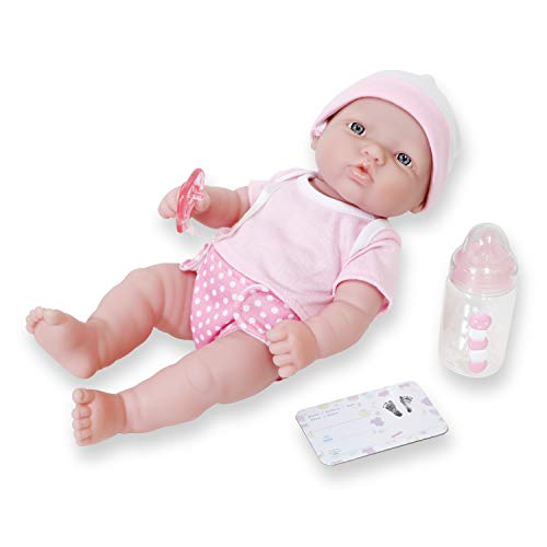 La Newborn JC Toys Nursery | 7 Piece Baby Doll Gift Set | 12' Life-Like Baby Doll with Accessories | Pink | Ages 2+ (18344)