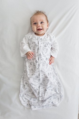 Amazing Baby Cotton Sleeping Sack, Wearable Blanket with 2-way Zipper, Black Little Village, Medium (6-12 mo)