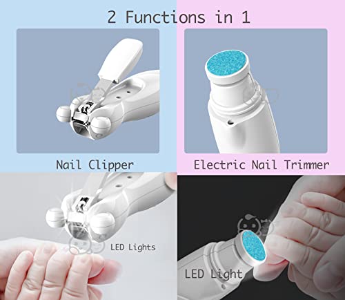 Rechargeable Baby Nail Clippers 20 in 1 by Royal Angels | Electric Baby Nail Trimmer, Baby Nail File Kit, Additional Replacement Heads, Newborn Toddler Toes and Fingernails, Trim and Polish (Snow)