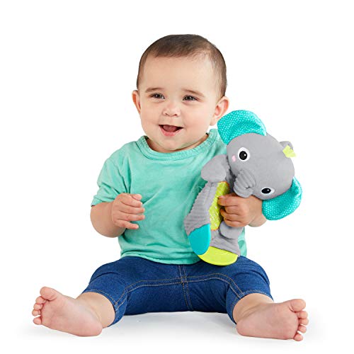 Bright Starts Snuggle and Teethe Plush Teething Baby Toy - Elephant, Crinkle Fabric, Ages 0 Months +