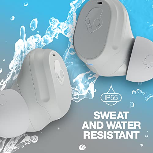 Skullcandy Mod Wireless Bluetooth Earbuds Headphones for iPhone and Android with Microphone / 34 Hour Battery/Charging Case/Best for Gym, and Gaming / IP55 Water and Dust Resistant - Grey/Blue