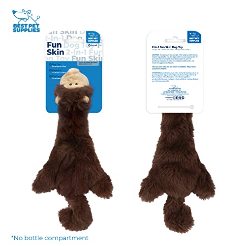 Best Pet Supplies 2-in-1 Stuffless Squeaky Dog Toys with Soft, Durable Fabric for Small, Medium, and Large Pets, No Stuffing for Indoor Play, Supports Active Biting and Play - Monkey, Small