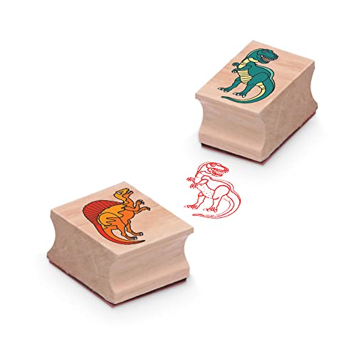 Melissa and Doug Wooden Stamp Set: Dinosaurs - 8 Stamps, 5 Colored Pencils, 2-Color Stamp Pad - Kids Arts And Crafts, Washable Ink Stamp Pads For Kids, Dinosaur Stamps For Kids Ages 4+