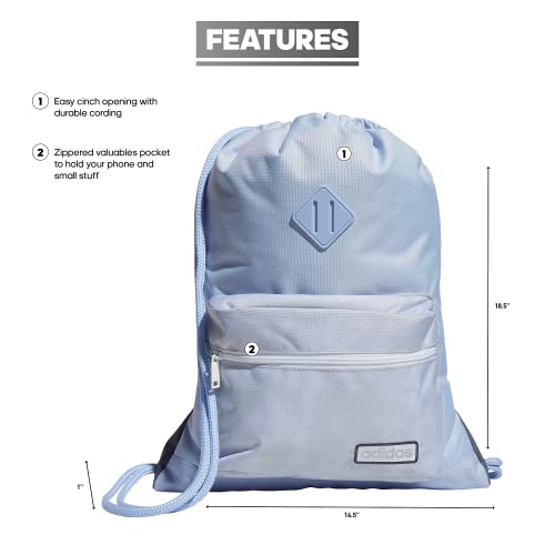 adidas Classic 3S Sackpack, Blue Dawn/Stone Wash White, One Size