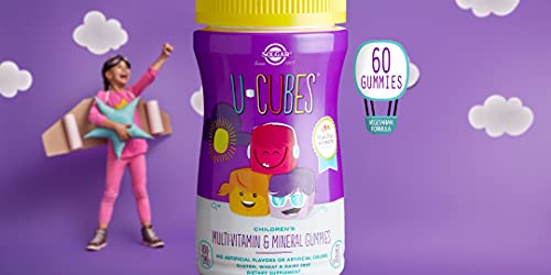 Solgar U-Cubes Children's Multi-Vitamin and Minerals , 60 Gummies - 2 Great-Tasting Flavors , Orange and Cherry - Ages 2 and Up - Non GMO , Gluten Free , Dairy Free - 30 Servings