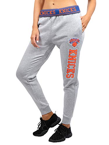 Ultra Game NBA New York Knicks Womens Jogger Pants Active Basic Fleece Sweatpants , Heather Gray, Small