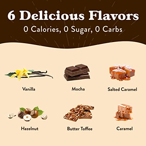 Jordan's Skinny Syrups, Classic Syrup Sampler, Vanilla, Caramel, Mocha, Hazelnut, Salted Caramel, Butter Toffee 25.4 Fl Oz (Pack of 6)