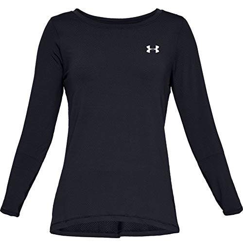 Under Armour Women's HeatGear Armour Long-Sleeve T-Shirt , Black (001)/Metallic Silver , X-Small