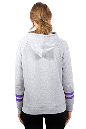 Ultra Game NBA Los Angeles Lakers Womens Soft Fleece Pullover Hoodie Sweatshirt With Varsity Stripe, Heather Gray, Small