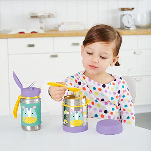 Skip Hop Toddler Sippy Cup with Straw, Zoo Stainless Steel Straw Bottle, Unicorn