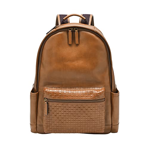 Fossil All-Gender Buckner Eco Leather Backpack with Travel Strap Bag, Color: Sand (Model: MBG9593264)